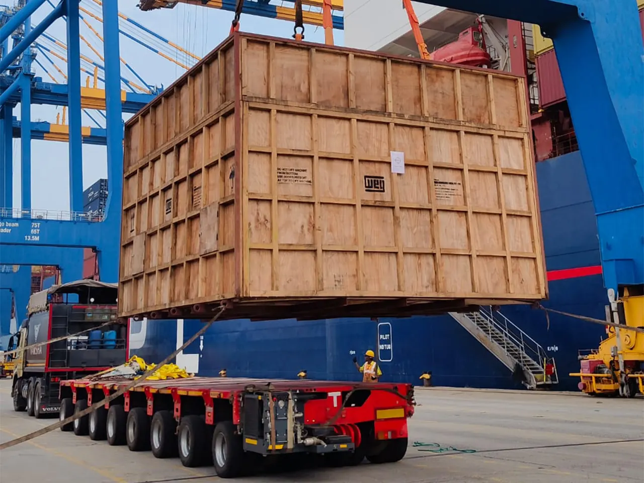 Heavy cargo loaded for transport